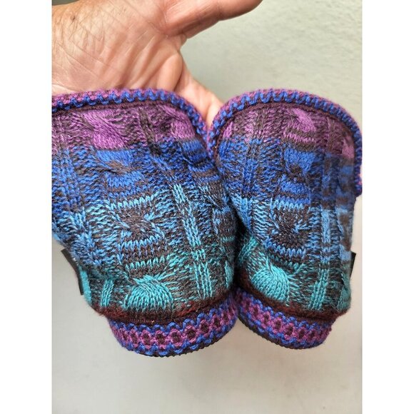 Muk Luks Handcrafted Wool Slippers With Faux Fur Lining & Pom Poms - Purple & Pi - Picture 5 of 10